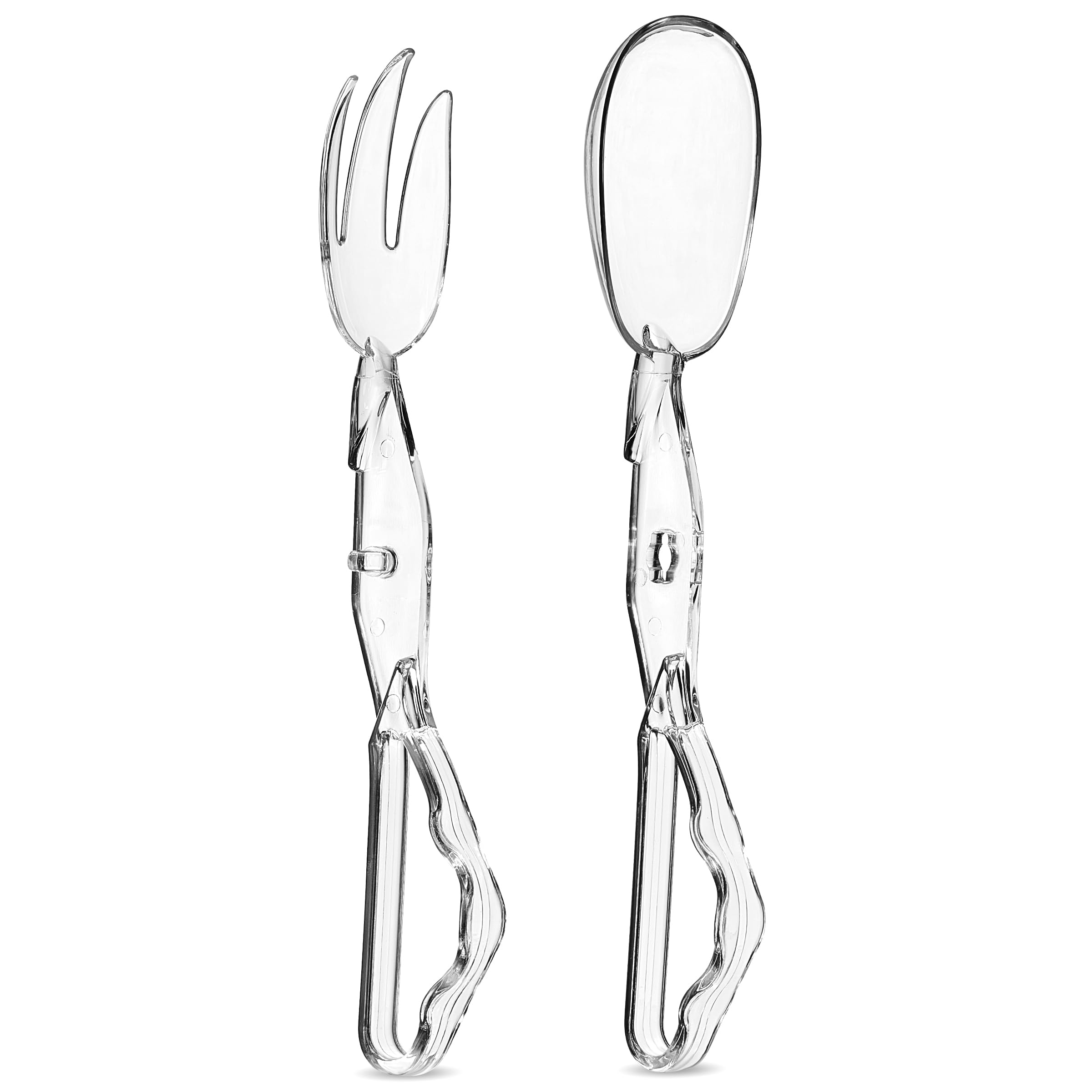 Pack of 1 11-Inch Clear Plastic Scissor Salad Tongs - Premium, Heavy-Duty, Reusable Serving Utensils for Catering, Cooking, Buffets, Party Supplies, and Weddings, Dishwasher Safe (1)